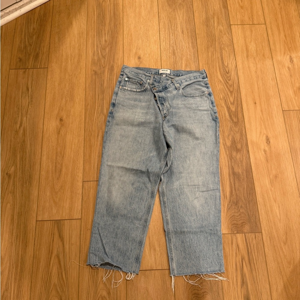 Agolde Criss Cross Raw Hem Cropped Jeans
